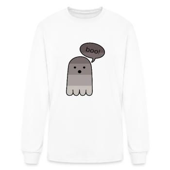 Fog Gray Boo Ghost Halloween - Men's Long Sleeve T-Shirt - white - Front