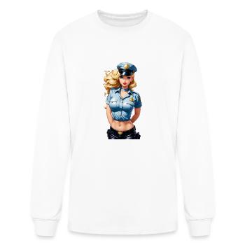 Pinup Lady Cop - Men's Long Sleeve T-Shirt - white - Front