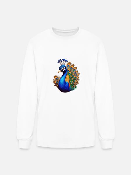 Peacock Bird - Men's Long Sleeve T-Shirt - white