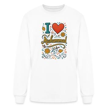 I Love Muhammad Floral Script - Men's Long Sleeve T-Shirt - white - Front