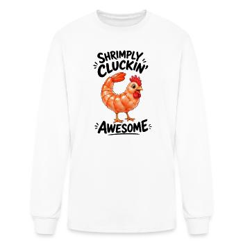 Hen with Shrimps Funny Cartoon Design - Men's Long Sleeve T-Shirt - white - Front