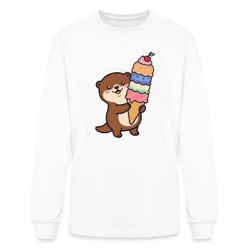 Otter Rainbow Ice Cream Cone - Men's Long Sleeve T-Shirt - white - Front