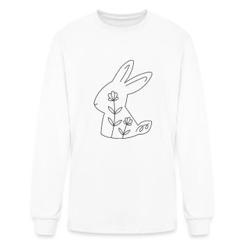 Floral bunny outline - Men's Long Sleeve T-Shirt - white - Front