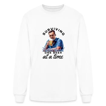 Surviving Fatherhood One Beer At A Time - Men's Long Sleeve T-Shirt - white - Front