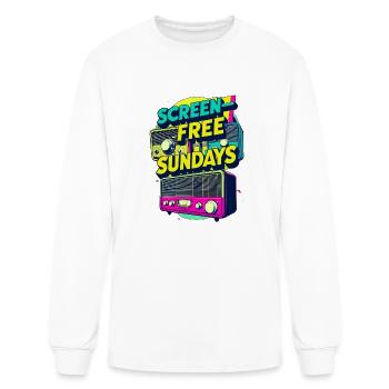 Retro Waves Screen-Free Sundays - Men's Long Sleeve T-Shirt - white - Front
