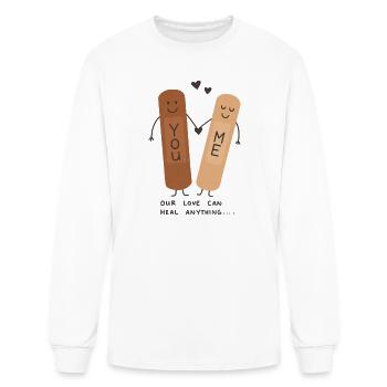 Cute Bandage broken hearted valentine's gift - Men's Long Sleeve T-Shirt - white - Front