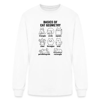 Funny Cat Geometry Math Teacher Student School - Men's Long Sleeve T-Shirt - white - Front