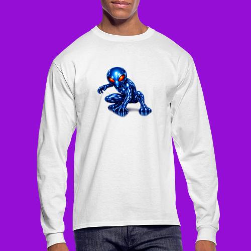 Blue Alien Crouch - Men's Long Sleeve T-Shirt