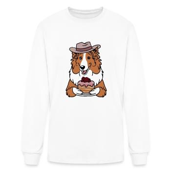 Boho-style Scandinavian Collie With Cake - Men's Long Sleeve T-Shirt - white - Front