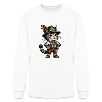 Oktoberfest Cat Funny German Bavarian - Men's Long Sleeve T-Shirt - white - Front