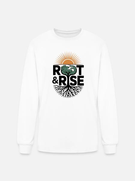 Root & Rise: Sunburst Tree - Men's Long Sleeve T-Shirt - white