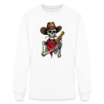 Funny Cowboy Skeleton with Revolver Western Skull - Men's Long Sleeve T-Shirt - white - Front