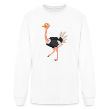 Cute Cartoon Ostrich Bird Safari Illustration - Men's Long Sleeve T-Shirt - white - Front