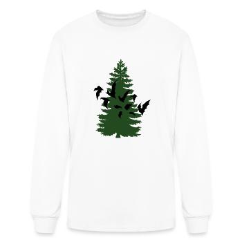 Pine tree & birds - Men's Long Sleeve T-Shirt - white - Front