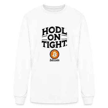 HODL On Tight Bitcoin Cryptocurrency Design - Men's Long Sleeve T-Shirt - white - Front