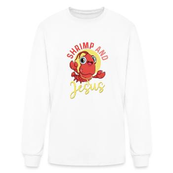 Shrimp And Jesus Shrimp Lover Seafood - Men's Long Sleeve T-Shirt - white - Front