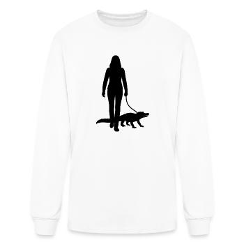 Woman with Crocodile on a leash  - Men's Long Sleeve T-Shirt - white - Front