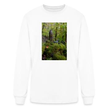 Mossy Forest Bird on Log - Men's Long Sleeve T-Shirt - white - Front
