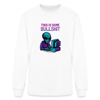 Neon Alien at Retro Computer - Men's Long Sleeve T-Shirt - white - Front