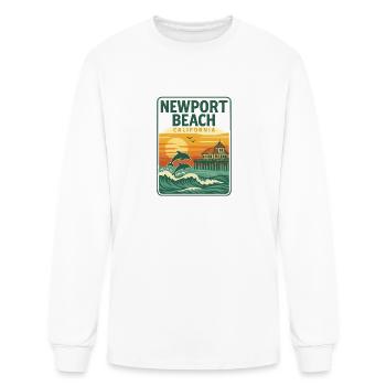 Newport Beach Sunset Patch - Men's Long Sleeve T-Shirt - white - Front