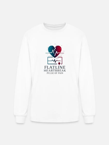 Flatline Heartbeat Pulse Tee - Men's Long Sleeve T-Shirt - white