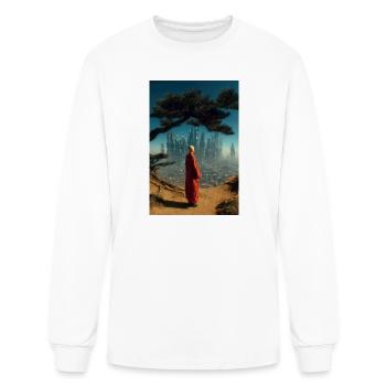 Red Robe Voyager Over Neon City - Men's Long Sleeve T-Shirt - white - Front