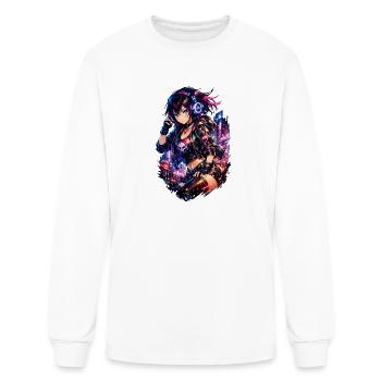 Neon Punk Cityscape Heroine - Men's Long Sleeve T-Shirt - white - Front
