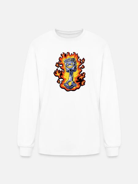 Flaming Piston Mascot - Men's Long Sleeve T-Shirt - white