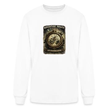 Adventure Awaits Compass Vintage Outdoor T-Shirt - Men's Long Sleeve T-Shirt - white - Front