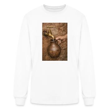 Rustic Copper Jug Pour Portrait - Men's Long Sleeve T-Shirt - white - Front