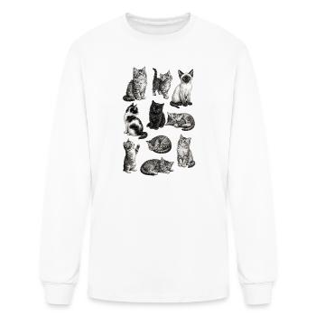 Cute Vintage Kittens Pattern & Illustrations - Men's Long Sleeve T-Shirt - white - Front