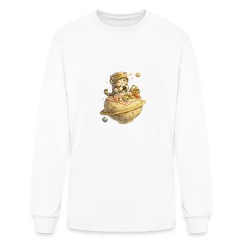 Lunchocat on Moon Cheese - Men's Long Sleeve T-Shirt - white - Front