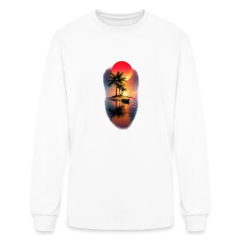 Sunset Island Palm Escape - Men's Long Sleeve T-Shirt - white - Front