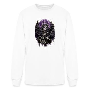 Dark Angel Gothic Moon Wings Beaded Rhinestone Art - Men's Long Sleeve T-Shirt - white - Front