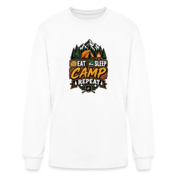 Eat Sleep Camp Repeat - Men's Long Sleeve T-Shirt - white - Front