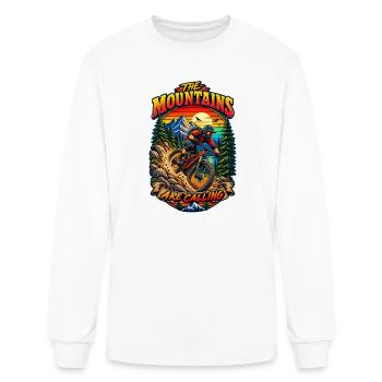The Mountains Are Calling Biker - Men's Long Sleeve T-Shirt - white - Front