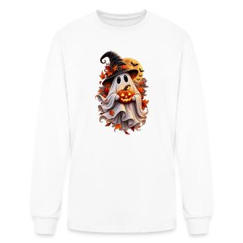 Autumn Ghost with Pumpkin Glow - Men's Long Sleeve T-Shirt - white - Front
