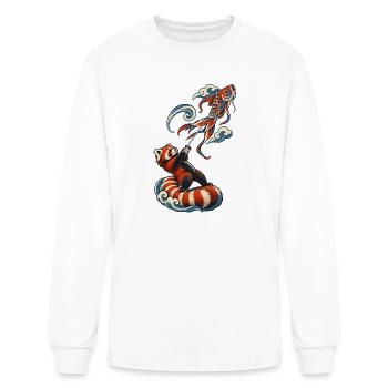 Red Panda Ukiyoe Koi Catch - Men's Long Sleeve T-Shirt - white - Front
