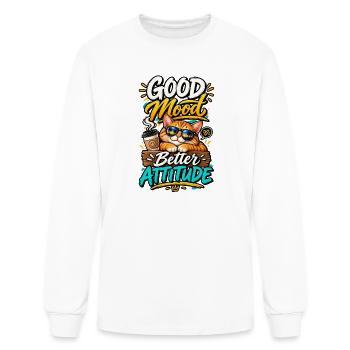 Good Mood Better Attitude Cat - Men's Long Sleeve T-Shirt - white - Front