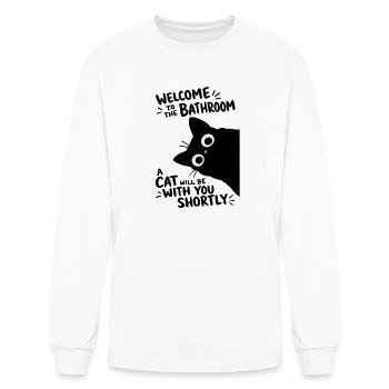 Welcome to the Bathroom A Cat Will Be With You - Men's Long Sleeve T-Shirt - white - Front
