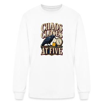 Chaos Closes at Five Raven Clock Tee - Men's Long Sleeve T-Shirt - white - Front