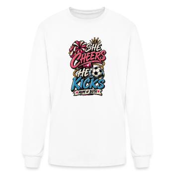 She Cheers He Kicks Mom of Both Cheer Soccer Mom - Men's Long Sleeve T-Shirt - white - Front