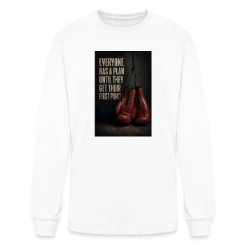 Plan vs Punch Boxing Graphic - Men's Long Sleeve T-Shirt - white - Front