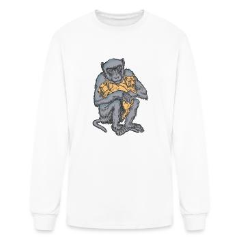 Monkey takes care of two little lions - Men's Long Sleeve T-Shirt - white - Front