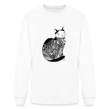 Cat In Tribal Tattoo - Men's Long Sleeve T-Shirt - white - Front