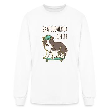 Skateboarder Collie - Men's Long Sleeve T-Shirt - white - Front
