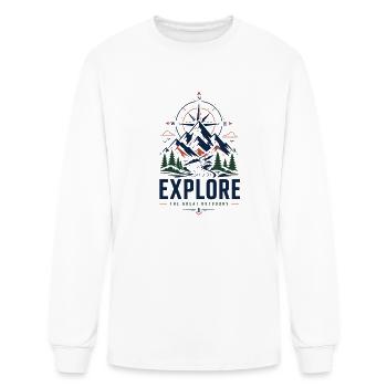 Explore Great Outdoors Mountains - Men's Long Sleeve T-Shirt - white - Front
