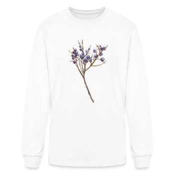 Juniper Twig With Berries Watercolor - Men's Long Sleeve T-Shirt - white - Front