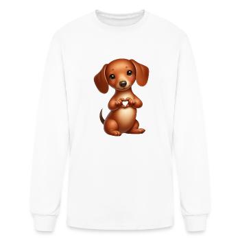Dachshund Love Heart Hand Sign - Men's Long Sleeve T-Shirt - white - Front