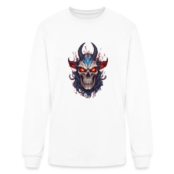 Infernal Baphomet: Fiery-eyed Skull - Men's Long Sleeve T-Shirt - white - Front